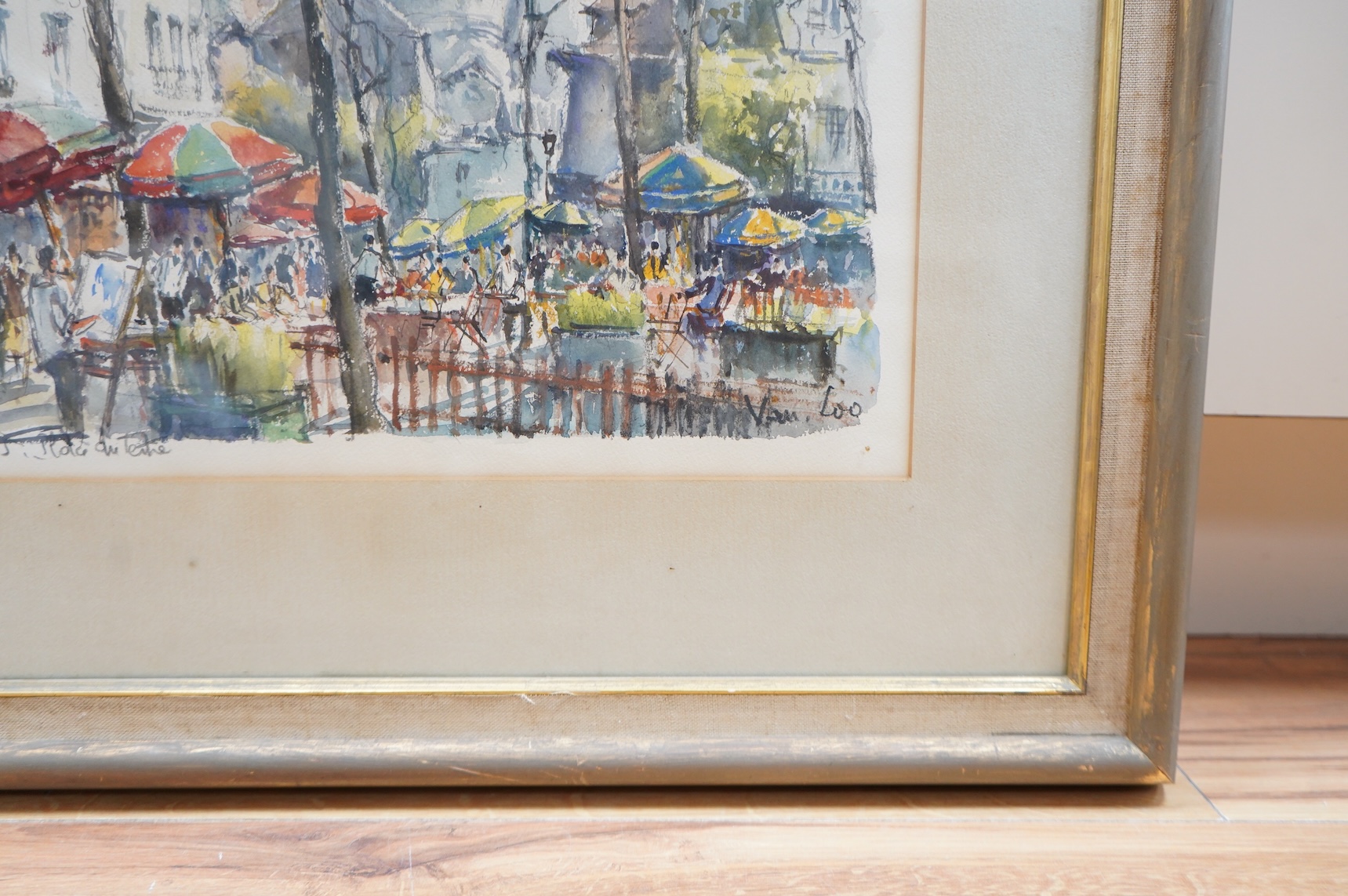 Van Loo, 'Paris, Place du Tertre', watercolour, signed, 34 x 40cm
